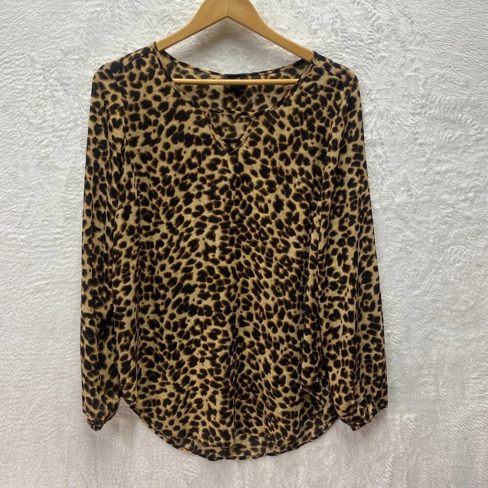 Torrid Leopard Print Blouse Women's Large 00 Brown Black Career Office Siren